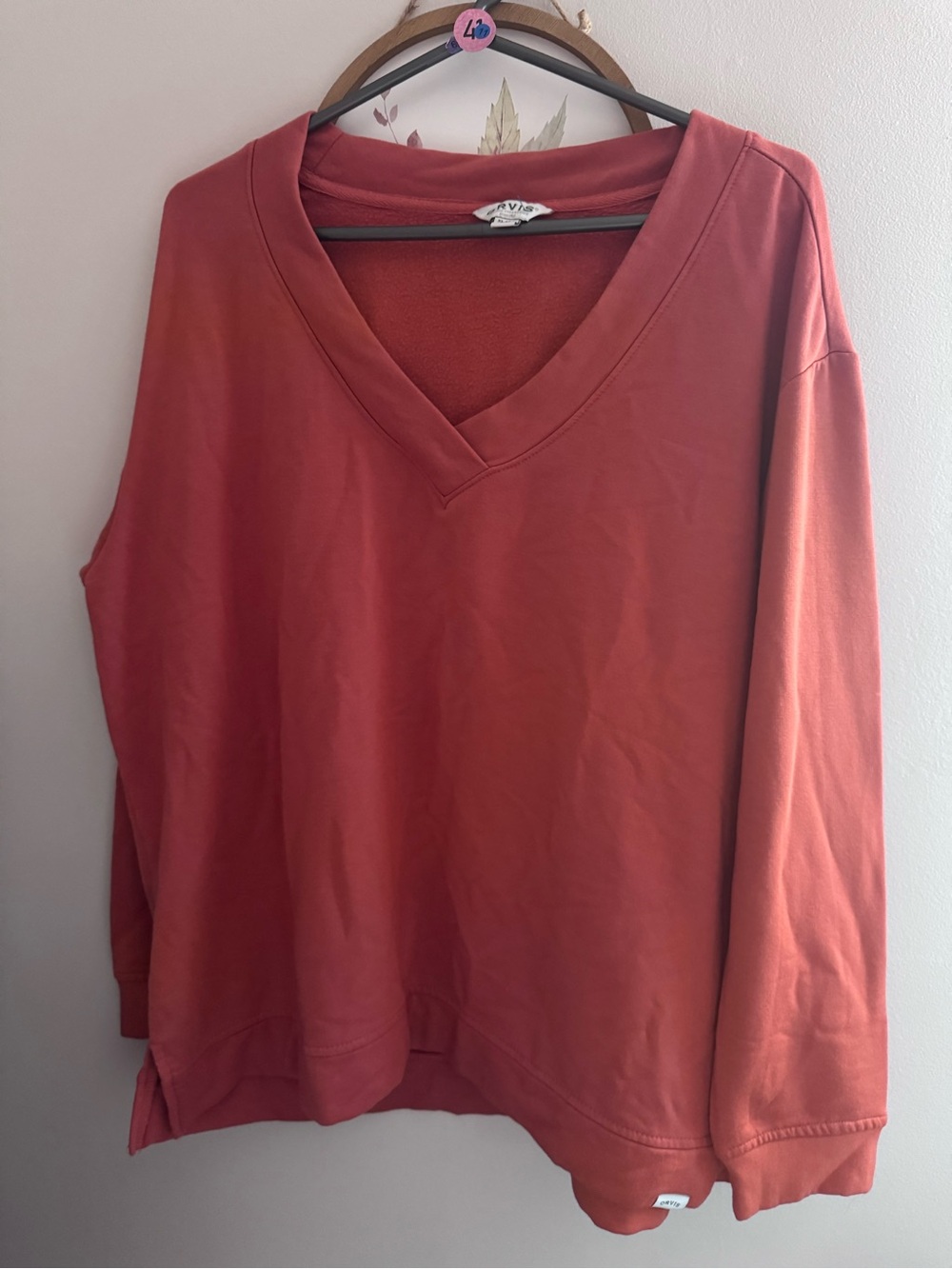 Orvis v-Neck Long Sleeve Top - Rust Red
